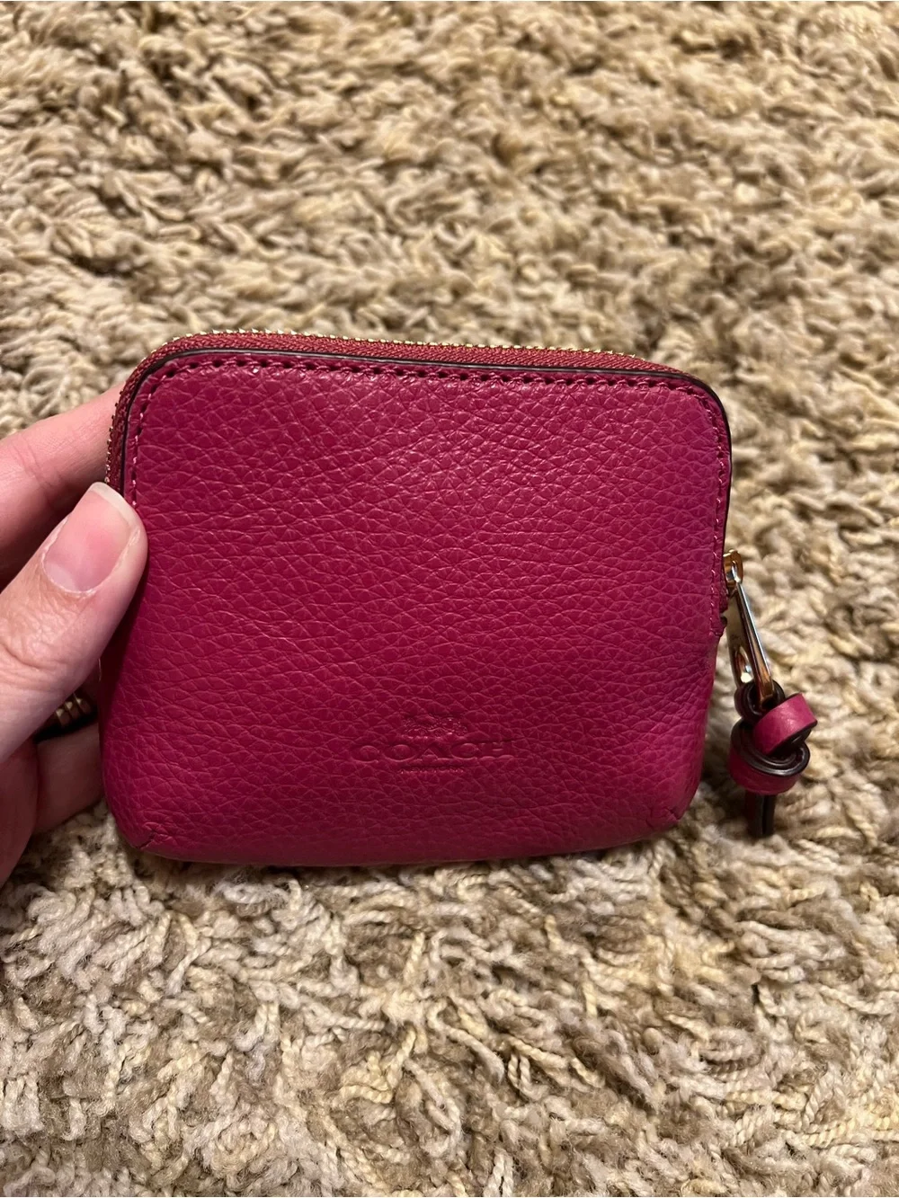 Coach Pebble Leather Pennie Card Case In Bright Violet NWTS!